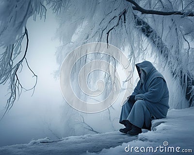 What Most People Dont Know About the Winter Blues Psychology art concept. AI generation Stock Photo