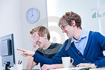What a ridicule thing it's happening on the screen? Stock Photo