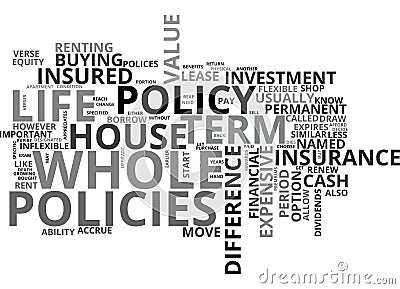 What S The Difference Between Whole And Term Life Insurance Word Cloud Stock Photo