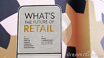 What`s the Future of Retail with colourful city backdrop location Stock Photo