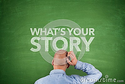 WhatÂ´s your story on blackboard Stock Photo