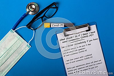 What should I do if I think I have novel coronavirus COVID-19. . Doctor`s advice What you need to know Stock Photo