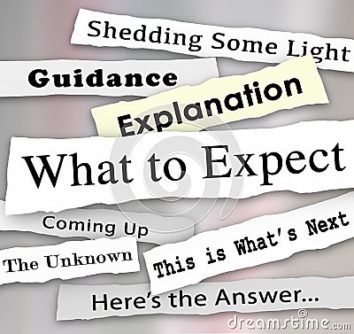 What to Expect Newspaper Headlines Guidance Explanation Stock Photo