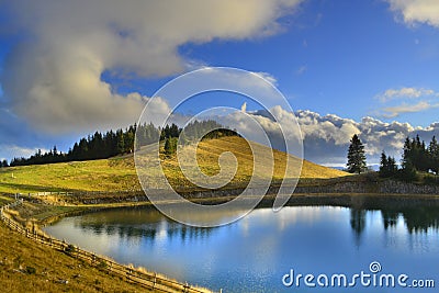 What a trip to a mountain lake Stock Photo