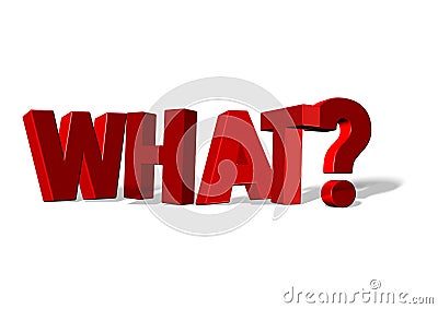 What word text and question mark red text 3d letters in white background - 3d rendering Stock Photo