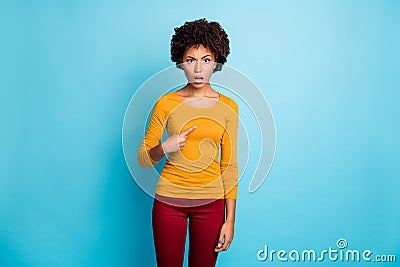 What you serious. Frustrated angry mad crazy afro american girl hear her boss want she do project point herself cant Stock Photo