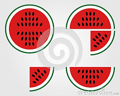 Whatermelon vector illustration, isolated on grey background Vector Illustration