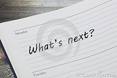 whats next diary reminder appointment open on desk Stock Photo