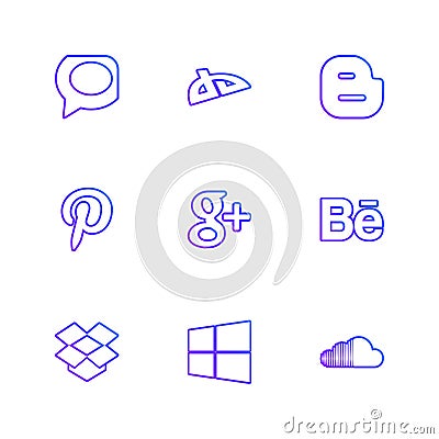 Social media eps icons set vector Vector Illustration