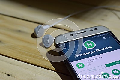WhatsApp Business dev application on Smartphone screen Editorial Stock Photo