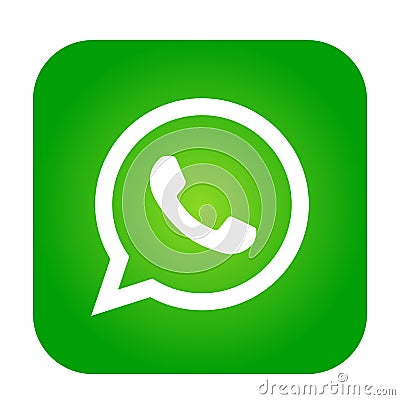 WhatsApp icon logo element sign vector in green mobile app on white background Cartoon Illustration