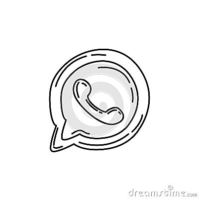 WhatsApp Icon vector. Doodle Hand Drawn or Black Outline Icon Style Stock Photo