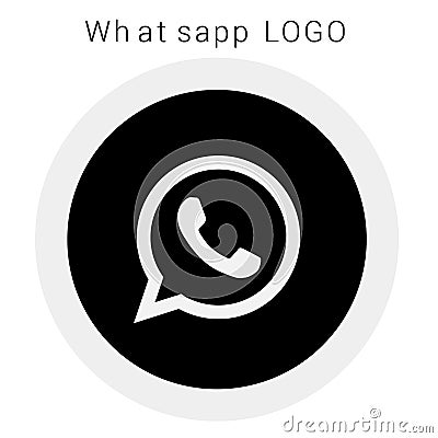 WhatsApp logo with vector Ai file. rounded black & white Editorial Stock Photo