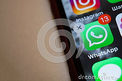 WhatsApp messenger 13 posts messages Editorial Stock Photo