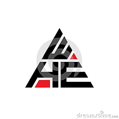 WHE triangle letter logo design with triangle shape. WHE triangle logo design monogram. WHE triangle vector logo template with red Vector Illustration