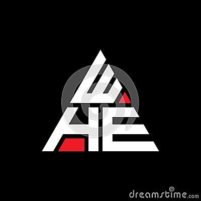 WHE triangle letter logo design with triangle shape. WHE triangle logo design monogram. WHE triangle vector logo template with red Vector Illustration