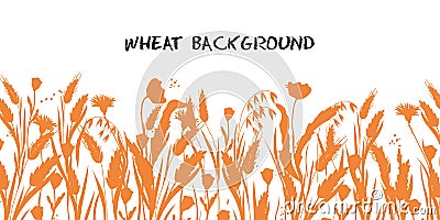 Wheat, Barley or Rye background. Cereal plants for bread, bakery and beer. Vector Illustration