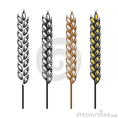 Wheat, barley, rye bread craft bakery icon Vector Illustration