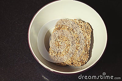 Wheat Biscuits Up Close In A Bowl Stock Photo