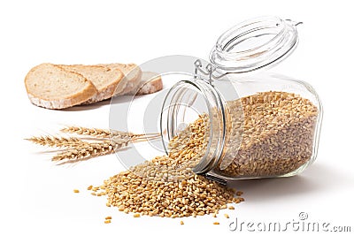 Wheat Bread And Wheat Grains Stock Photo