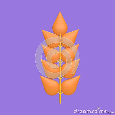 Wheat 3d icon model cartoon style concept. render illustration Cartoon Illustration