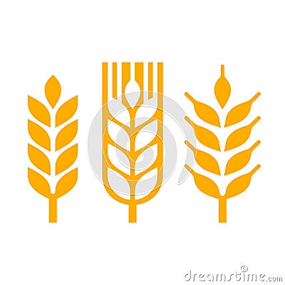 Wheat Ear Spica Icon Set. Vector Vector Illustration