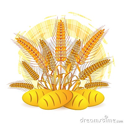 Wheat ears with bread Vector Illustration