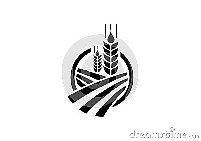 Wheat Ears Icon and Logo. For Identity Style of Natural Product Company and Farm Company. Agricultural symbol Vector Illustration