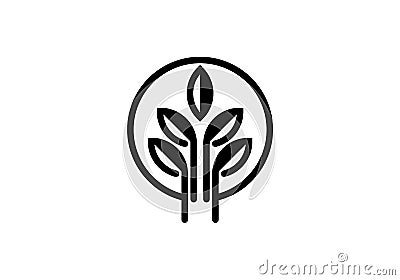 Wheat Ears Icon and Logo. For Identity Style of Natural Product Company and Farm Company. Agricultural symbol Vector Illustration