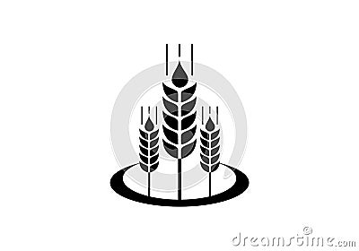 Wheat Ears Icon and Logo. For Identity Style of Natural Product Company and Farm Company. Agricultural symbol Vector Illustration