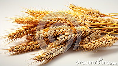 AI generated illustration of a pile of wheat ears on a white background Cartoon Illustration