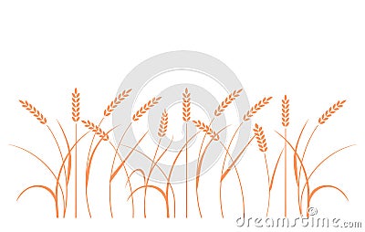 Wheat field. Silhouettes of rye. Vector Illustration