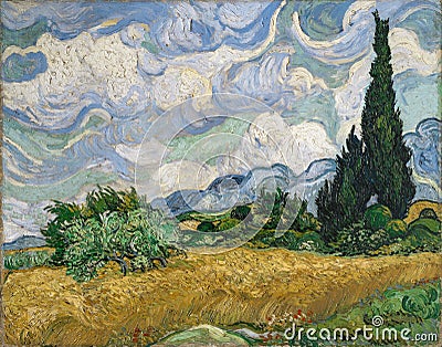 Wheat Field with Cypresses by Vincent van Gogh Editorial Stock Photo