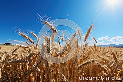 Wheat field. Rich harvest Concept. Agriculture concept with a copy space. Stock Photo