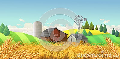 Wheat field. Vector background Vector Illustration