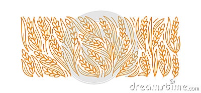 Wheat floral ornament for bakery. Spikelets and ears of wheat, rye or barley. Editable outline stroke. Vector line. Vector Illustration