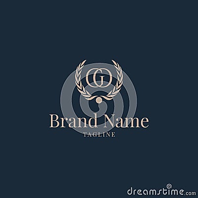 Wheat GO logo elegance golden navy luxury Stock Photo