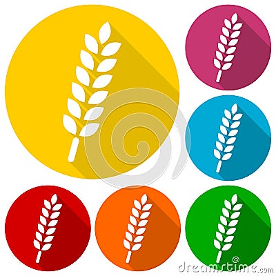 Wheat icons set with long shadow Vector Illustration