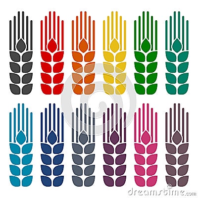 Wheat icons set Vector Illustration