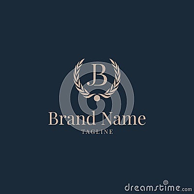 Wheat JB logo elegance golden navy luxury Stock Photo