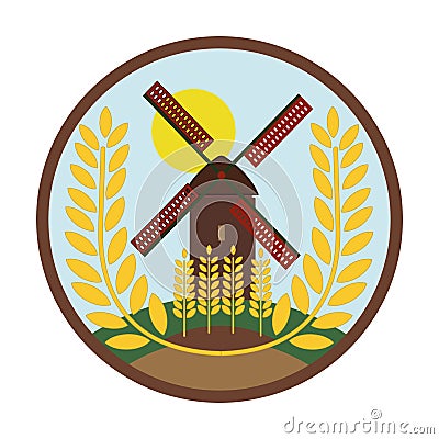 Mill has wheat - Wheat grains logo Vector Illustration