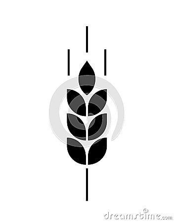 Wheat logo. Icon bakery. Spike wheat. Bread grain isolated on background. Stalk oat, barley, corn, rye, malt, bran, millet, maize, Vector Illustration