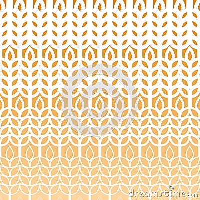 Wheat pattern. Grain malt and wheat, barley, oat, rice, millet, maize, bran, rye or corn. Wheat ears gold background. Golden textu Vector Illustration