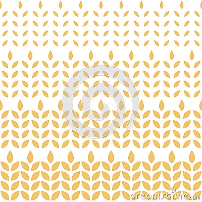 Wheat pattern. Grain malt and wheat, barley, oat, rice, millet, maize, bran, rye or corn. Wheat ears gold background. Golden textu Vector Illustration