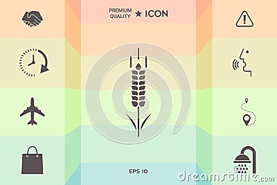 Wheat or rye spikelet symbol Vector Illustration