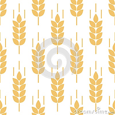 Wheat seamless pattern. Bakery background. Bread grain texture. Spike wheat. Stalk oat, barley, corn, rye, malt, bran, millet, mai Vector Illustration