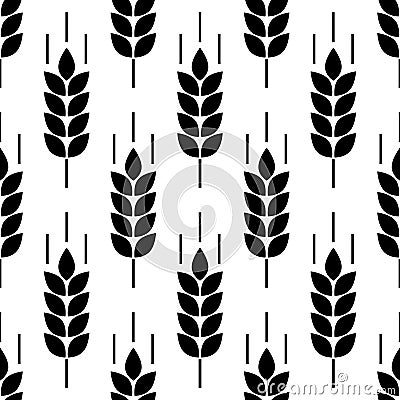 Wheat seamless pattern. Bakery background. Bread grain texture. Spike wheat. Stalk oat, barley, corn, rye. Harvest seed for flour. Vector Illustration