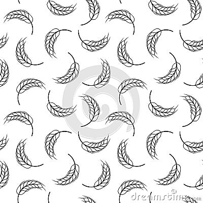 Wheat seamless pattern. Bread grain texture. Stalk oat, barley, corn, rye, malt, bran, millet, maize, rice background. Ear of whea Vector Illustration