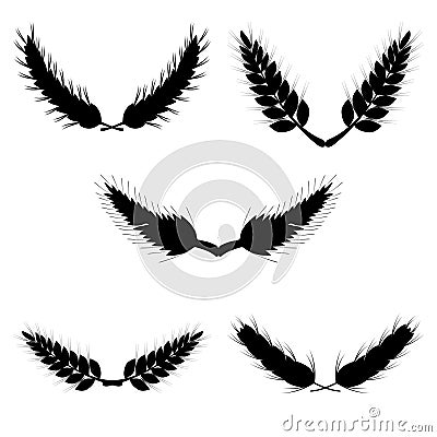 Wheat set in black. Vector Illustration