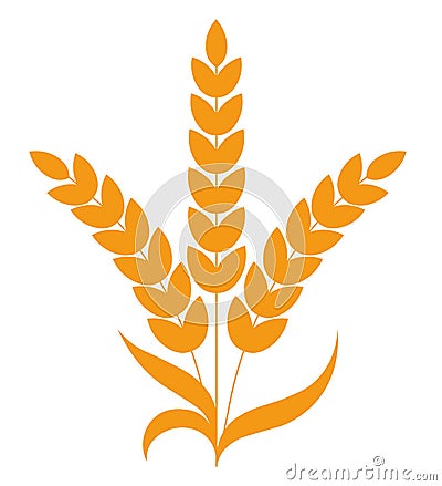 Wheat spikelet abstract cereal grain outline icon Vector Illustration